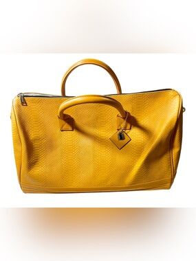 Tote&Carry Apollo Mustard Vegan Leather Snakeskin Duffle Bag NWOT